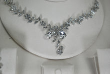 Load image into Gallery viewer, Floral Cubic Zirconia Bridal Jewellery Set – Necklace, Earrings &amp; Bracelet
