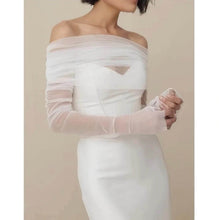 Load image into Gallery viewer, Personalised Tulle Wedding Bolero and Fingerless Glove Set: Bridal Dress Cover
