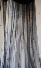 Load image into Gallery viewer, Black Wedding Veil – Handmade Soft Tulle Fingertip Veil with Pearls &amp; Silver Comb
