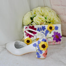 Load image into Gallery viewer, Floral Embroidered Satin Clutch Bag: Bridal Evening Purse with Chain
