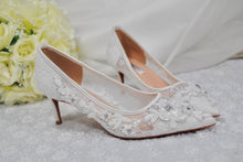 Load image into Gallery viewer, Low Heel Lace Bridal Pumps with Floral Beading - UK7 - Ready to Dispatch
