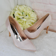 Load image into Gallery viewer, Pink Satin Pointed Toe Stiletto Shoes: Coloured Court Shoes
