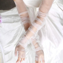 Load image into Gallery viewer, Tulle Wedding Bolero and Fingerless Glove Set: Bridal Dress Cover

