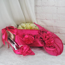 Load image into Gallery viewer, Hot Pink Fascinator Hat, Clutch &amp; Heels Set: Handmade Wedding Guest Outfit
