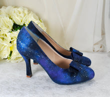 Load image into Gallery viewer, Galaxy Block Heel Bridal Shoes: Hand-Painted Celestial Star Heels
