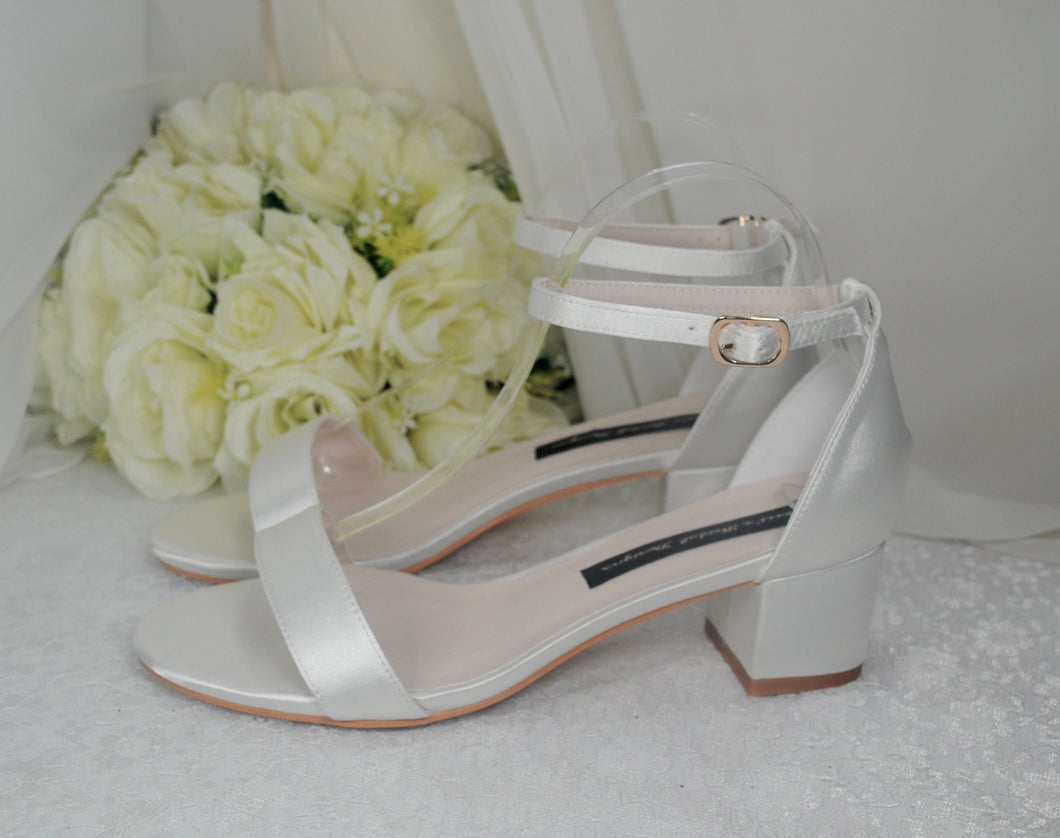 Bridal Block Heel Sandals - Custom Bridesmaid Shoes With Cushioned Soles • Size UK5/US7.5