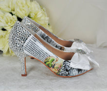 Load image into Gallery viewer, Alice in Wonderland Bridal Pumps: Handmade Decoupage Wedding Shoes
