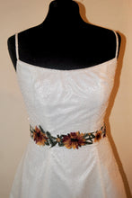 Load image into Gallery viewer, Floral Embroidered Bridal Belt: Autumn Flower Wedding Dress Sash
