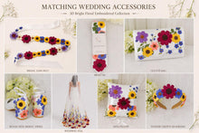 Load image into Gallery viewer, 3D Bright Floral Embroidered Headband: Flower Wedding Crown

