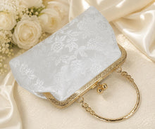 Load image into Gallery viewer, Luxury Ivory Lace Embroidered Bag, Floral Bridal Clutch with Detachable Chain
