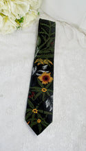 Load image into Gallery viewer, Personalised Embroidered Wildflower Satin Tie: Secret Garden Wedding Necktie
