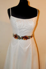 Load image into Gallery viewer, Floral Embroidered Bridal Belt: Autumn Flower Wedding Dress Sash
