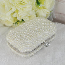 Load image into Gallery viewer, Pearl Clutch Bag: Ivory Cream Bridal Handbag
