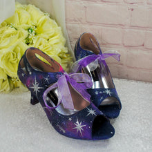 Load image into Gallery viewer, Hand Painted Celestial Wedding Shoes: Glitter Star Bridal Heels (UK4/US6.5)
