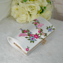 Load image into Gallery viewer, Floral Embroidered Bridal Clutch Bag: Handmade Satin Wedding Purse
