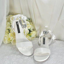 Load image into Gallery viewer, Bridal Flat Sandals: Rhinestone Ankle Strap Wedding Shoes  UK9/US11
