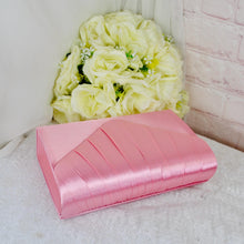 Load image into Gallery viewer, Pink Satin Clutch Bag and Fascinator Set: Bridal Wedding Guest Hatinator
