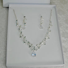 Load image into Gallery viewer, Bridal Jewelry Set: Teardrop Cubic Zirconia Necklace and Earrings
