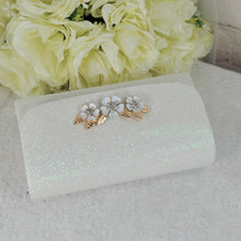 Load image into Gallery viewer, Ivory Shimmer Clutch: Cherry Blossom Bridal Wedding Purse
