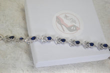 Load image into Gallery viewer, Royal Blue Crystal Bracelet, Elegant Sapphire Style, Gift For Her
