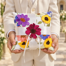 Load image into Gallery viewer, 3D Floral Embroidered Wedding Ring Pillow
