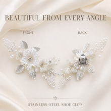 Load image into Gallery viewer, 3D Floral Bridal Shoe Clips – Pearl  Crystal Wedding Shoe Decorations
