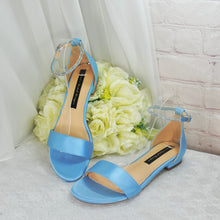 Load image into Gallery viewer, Something Blue Flat Bridal Sandals, Open Toe Wedding Shoes Size UK5/US7.5
