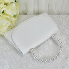 Load image into Gallery viewer, Personalised Bridal Clutch Bag, Ivory Purse with Pearl Handle
