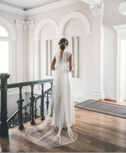 Load image into Gallery viewer, White  Draped Hair Veil - Handmade Soft Tulle Bridal Veil with Combs

