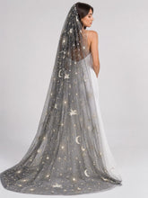 Load image into Gallery viewer, Handmade Celestial Wedding Veil or Cape: Black Glitter Tulle
