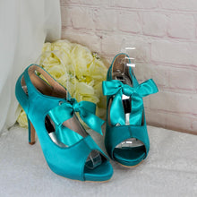 Load image into Gallery viewer, Peep Toe Bridal Booties: Satin Heeled Boots - Size UK5/US7.5
