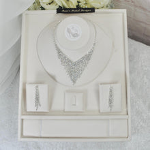 Load image into Gallery viewer, Bridal Jewelry Set: Teardrop Cubic Zirconia Necklace and Earrings
