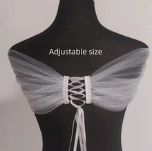 Load image into Gallery viewer, Personalised Tulle Wedding Bolero and Fingerless Glove Set: Bridal Dress Cover
