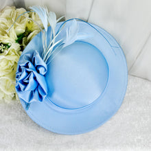 Load image into Gallery viewer, Handmade Satin Hatinator with Rose Flowers &amp; Feathers | Matching Clutch Bag
