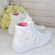 Load image into Gallery viewer, Embroidered Wedding Converse: High Top Bridal Shoes
