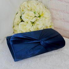 Load image into Gallery viewer, Navy Blue Wedding Fascinator Hat &amp; Clutch Bag Set: Handmade Bridal Accessories
