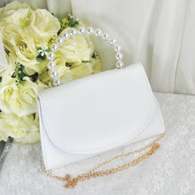 Load image into Gallery viewer, Personalised Bridal Clutch Bag, Ivory Purse with Pearl Handle
