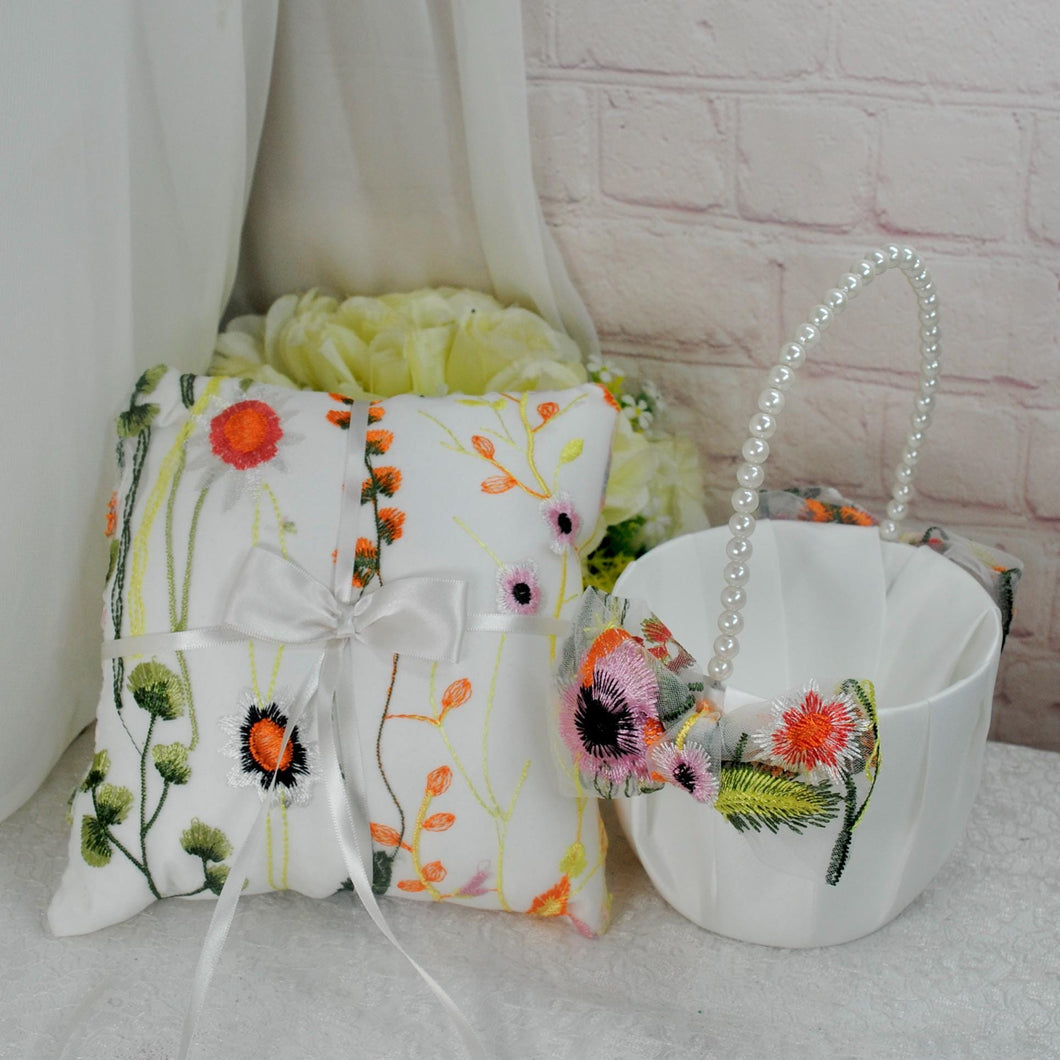 Orange Secret Garden Flower Girl Basket