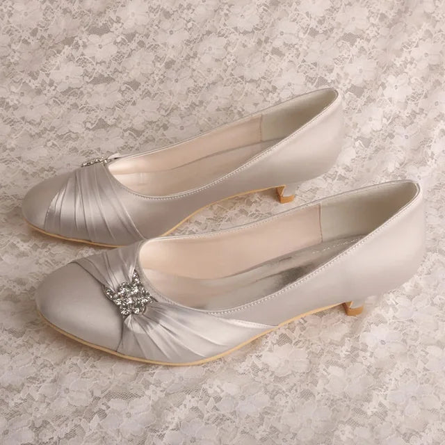 Kitten Heels 4cm Heel Satin Bridal Shoes – Becci's Bridal Designs