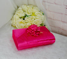 Load image into Gallery viewer, Hot Pink Satin Bridal Set: Heels, Clutch, Fascinator
