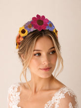 Load image into Gallery viewer, 3D Bright Floral Embroidered Headband: Flower Wedding Crown
