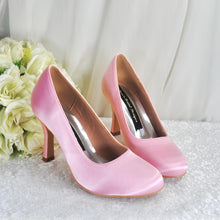Load image into Gallery viewer, Pink Satin Bridal Shoes: 3" Heel Wedding Coloured Court Shoe
