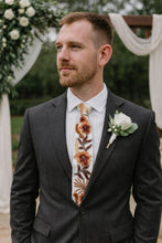 Load image into Gallery viewer, Embroidered Autumn flower Tie: Floral Necktie, Wedding Groom Groomsmen
