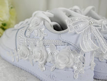 Load image into Gallery viewer, Floral Embroidered Bridal Air Force 1 Trainers
