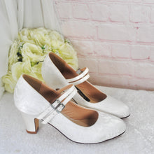 Load image into Gallery viewer, Block Heel Bridal Shoes – Comfortable Wedding Shoes with Satin Lace • UK7/US9.5
