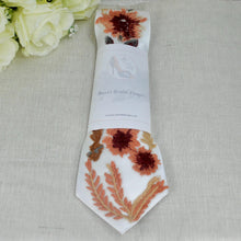 Load image into Gallery viewer, Autumn Mens Tie, Embroidered Wildflower Necktie, Floral Tie for Groom, Groomsmen, Flower Ties, White Bridal Tie
