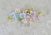 Load image into Gallery viewer, Porcelain Flower Bridal Hair Comb: Spring Colour Pearl Wedding Hair Accessory
