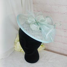 Load image into Gallery viewer, Mint Green Wedding Fascinator Hat &amp; Clutch Bag Set: Handmade Bridal Accessories
