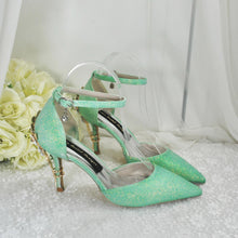 Load image into Gallery viewer, Green Shimmer Bridal Shoes – UK 3 – Ready to Dispatch
