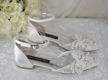 Load image into Gallery viewer, Ivory Lace Flats - Handmade Bridal Flat Shoes with Pearl Appliqué &amp; Ankle Strap UK7.5 / US10
